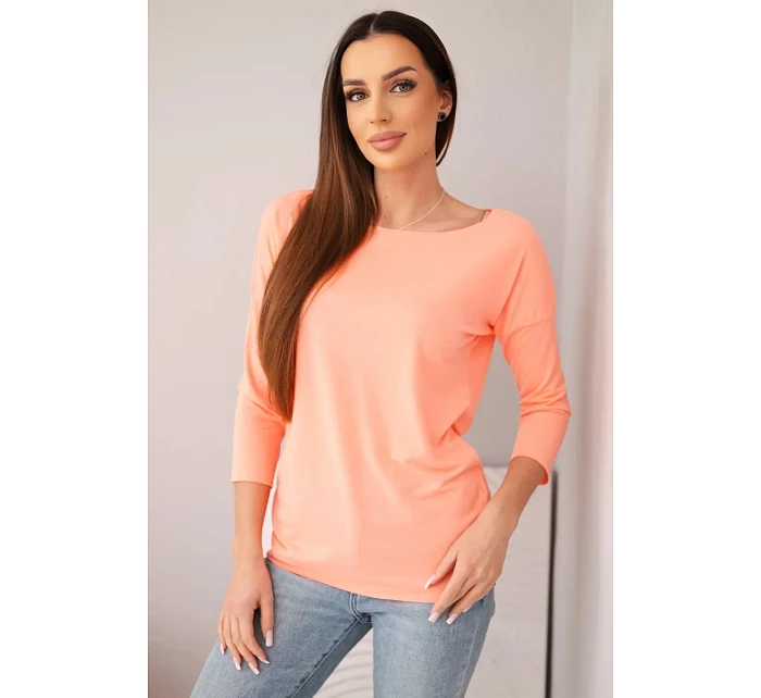 Dámská halenka s lodičkovým výstřihem lososová