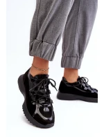 Kožené lakované dámské sportovní boty M01/2 Zazoo Černé