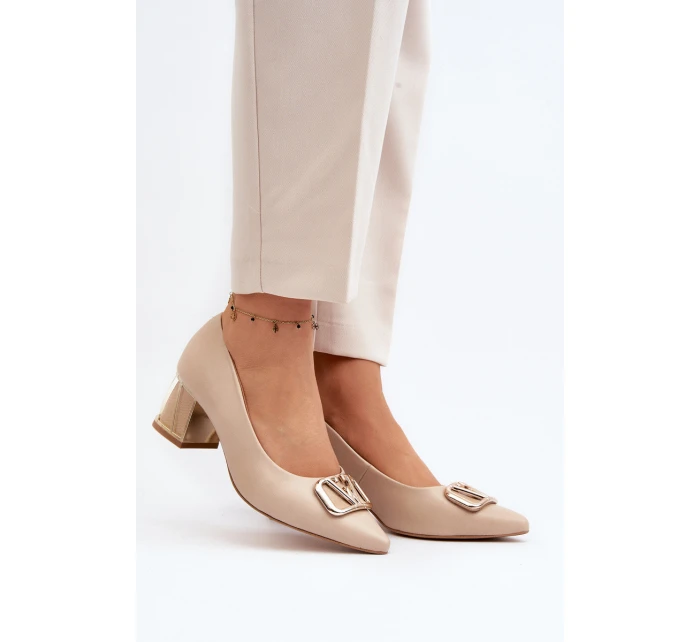 Elegantní lodičky s ozdobou Laura Messi 2740 Beige