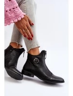 Dámské kotníčkové boty na ploché podrážce se zipem béžové Loratie