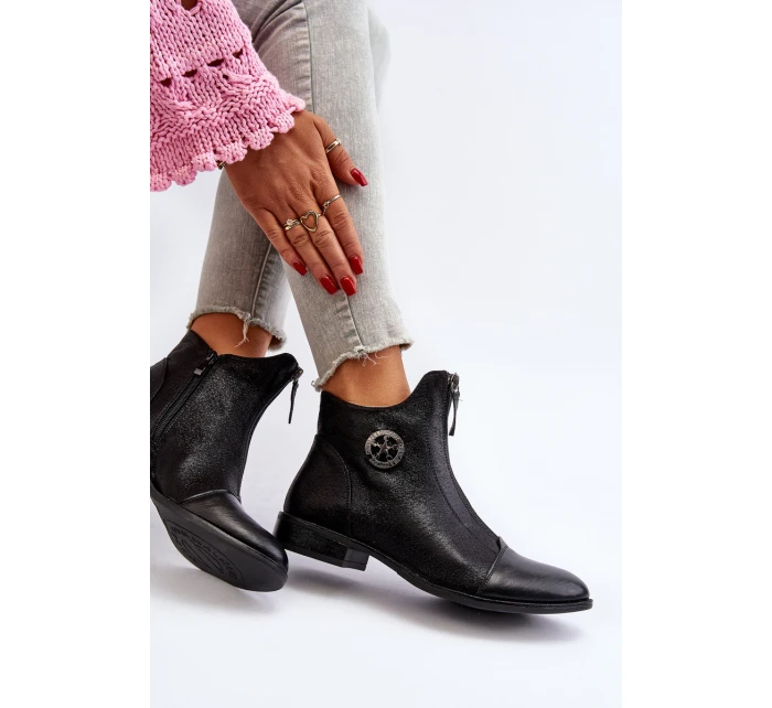 Dámské kotníčkové boty na ploché podrážce se zipem béžové Loratie