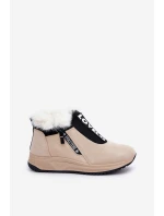 Dámské Botky S Kožešinou Béžové model 21680798 - Boto