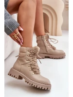 Zateplené Kotníkové Boty Traperky Na Zip Z Eko Kůže Béžové Willatta Zateplené Kotníkové Boty Traperky Na Zip Z Eko Kůže Béžové Willatta