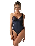 Dámské body Nightly Blue Crotchless Teddy tm. modré - Obsessive