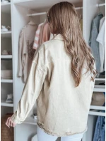 Dámská oversize džínová bunda JUSTDEM béžová FashionStreet TY4908