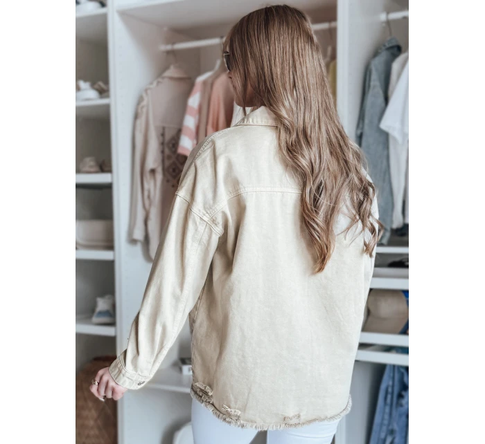 Dámská oversize džínová bunda JUSTDEM béžová FashionStreet TY4908