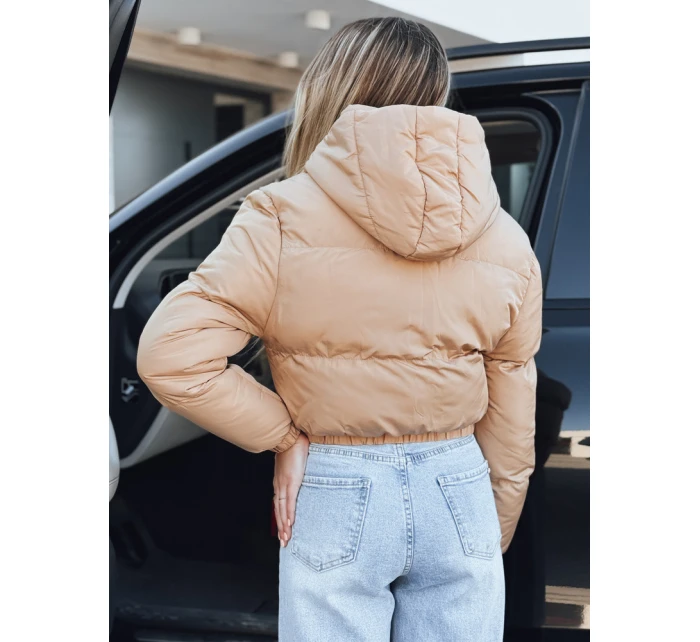 Dámská krátká zimní bunda s kapucí béžová FashionStreet TY5471