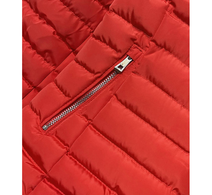 Červená prošívaná dámská bunda pro přechodné období (23063-8)