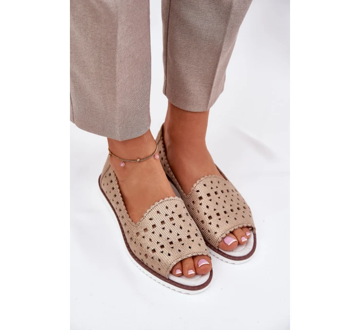 Kožené baleríny s   Zlaté model 21691621 - S.Barski