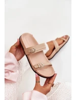 Dámské Pantofle S Přezkami Béžové model 21700025 - Boto Dámské Pantofle S Přezkami Béžové model 21700025 - Boto