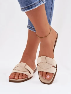 Dámské ploché sandály s Eko semišové světle béžové model 21943332 - Boto