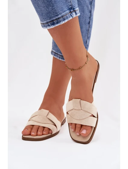 Dámské ploché sandály s Eko semišové světle béžové model 21943332 - Boto