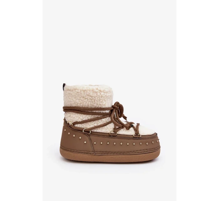 Dámské hnědé zateplené boty do sněhu Rohes