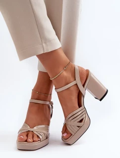 Patentované dámské sandály na vysokém podpatku Béžová D&A