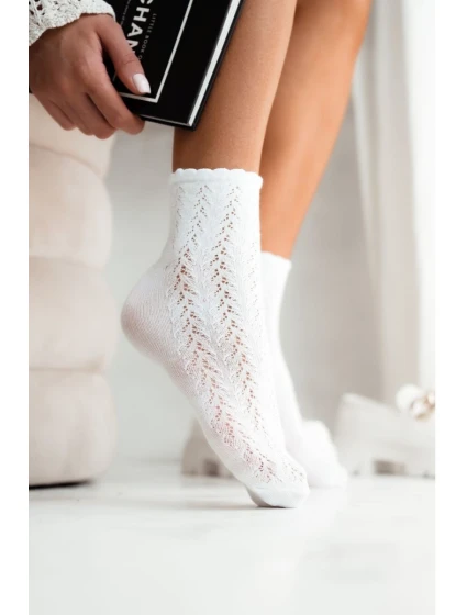 Dámské ażurowé ponožky – bílé