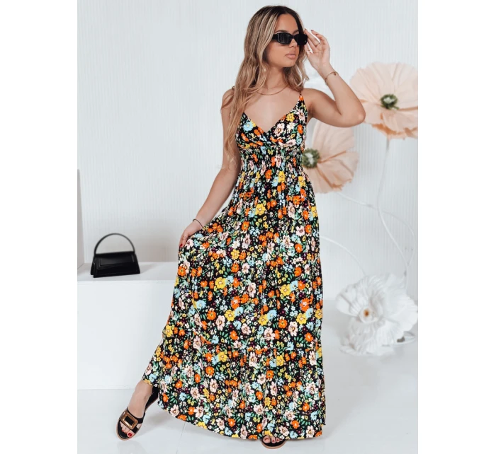 maxi šaty černé s květinami model 21990235 - Dstreet maxi šaty černé s květinami model 21990235 - Dstreet