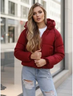 Dámská krátká zimní prošívaná bunda bordó FashionStreet TY5407