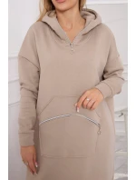 Zateplené šaty s kapucí béžové Zateplené šaty s kapucí béžové