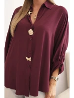 Dámská košile s viskózou, ozdobnými knoflíky a límečkem švestková