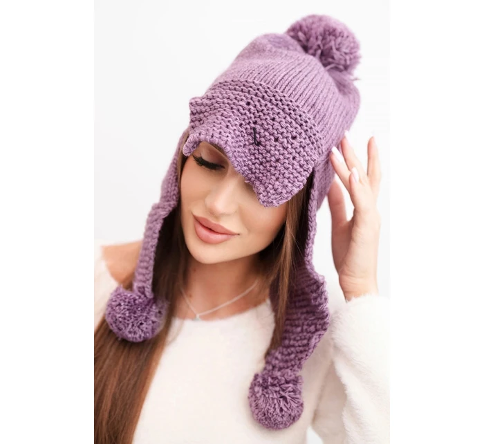 Dámská zimní čepice s kšiltem a fialová model 21783031 - K-Fashion Dámská zimní čepice s kšiltem a fialová model 21783031 - K-Fashion