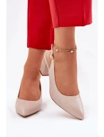 Pohodlné lodičky na podpatku model 21692903 Béžové - SERGIO LEONE