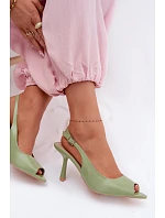 Dámské sandály na podpatku Zelené model 22091994 - Boto Dámské sandály na podpatku Zelené model 22091994 - Boto