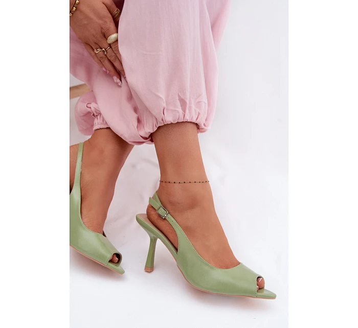 Dámské sandály na podpatku Zelené model 22091994 - Boto Dámské sandály na podpatku Zelené model 22091994 - Boto