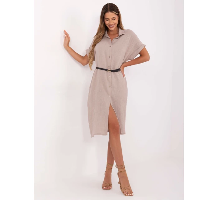 Sukienka MI SK model 21199544 ciemny bezowy - FPrice Sukienka MI SK model 21199544 ciemny bezowy - FPrice