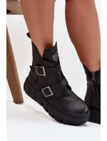 Dámské kotníkové boty s pásky a přezkami Vinceza – černé Dámské kotníkové boty s pásky a přezkami Vinceza – černé