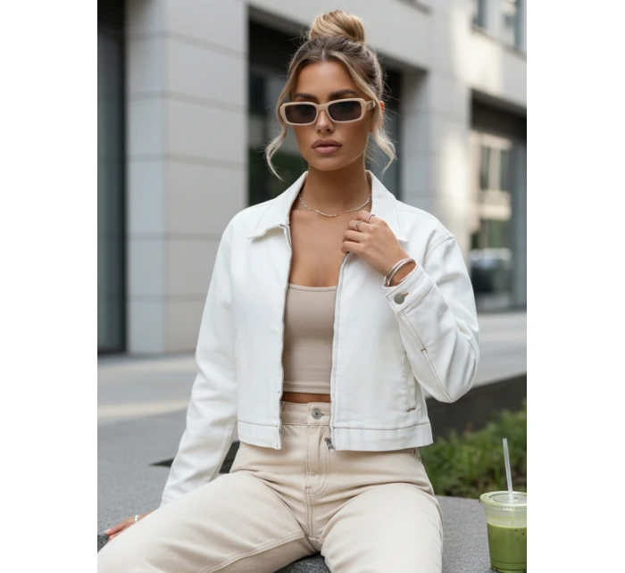 Dámská džínová bunda bílá FashionStreet TY5599 Dámská džínová bunda bílá FashionStreet TY5599