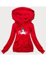 Červená dámská sportovní mikina s kapucí (N4596) Červená dámská sportovní mikina s kapucí (N4596)