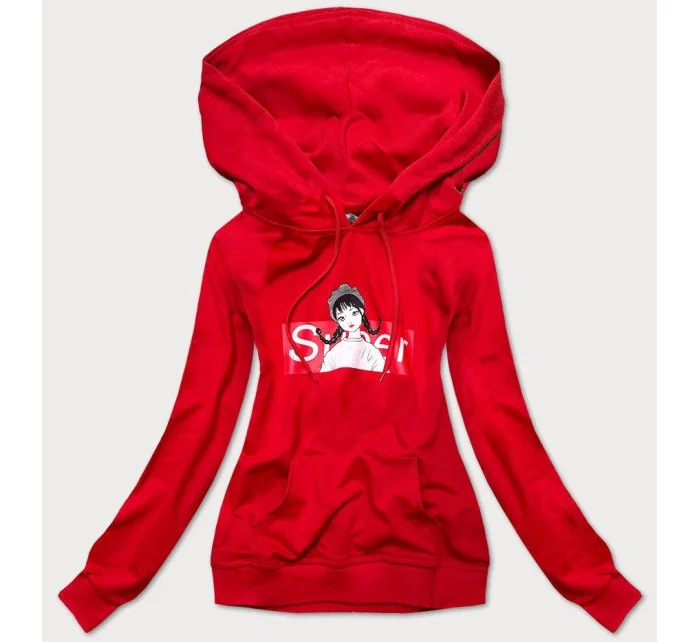 Červená dámská sportovní mikina s kapucí (N4596) Červená dámská sportovní mikina s kapucí (N4596)