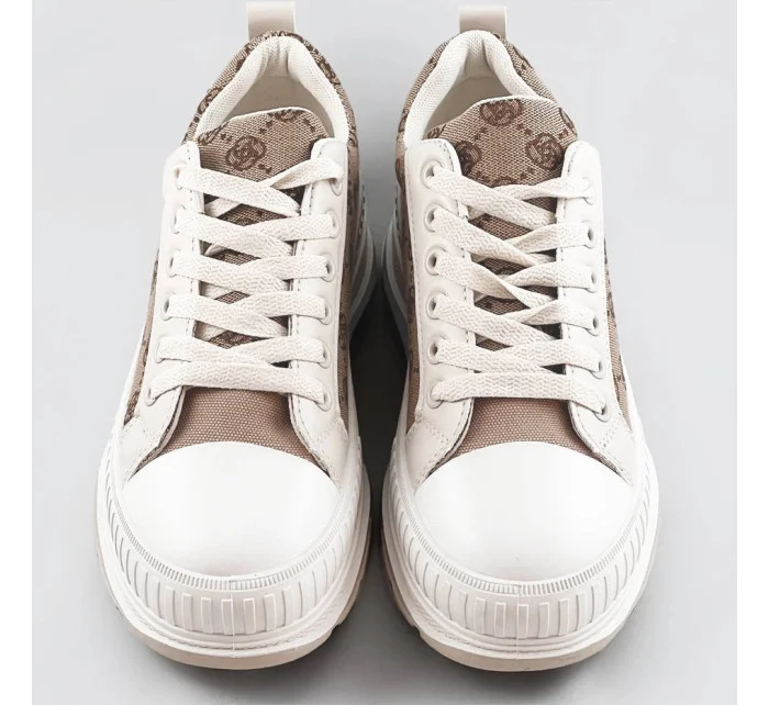 Světle béžové tenisky s vyšší podrážkou model 17229028 Světle béžové tenisky s vyšší podrážkou model 17229028