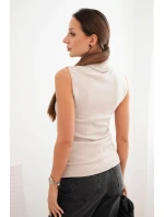 Dámská viskózová model 21407221 blůza s rolákem béžová - K-Fashion