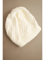 Dámská zimní čepice z vlny model 21750354 ecru - K-Fashion Dámská zimní čepice z vlny model 21750354 ecru - K-Fashion