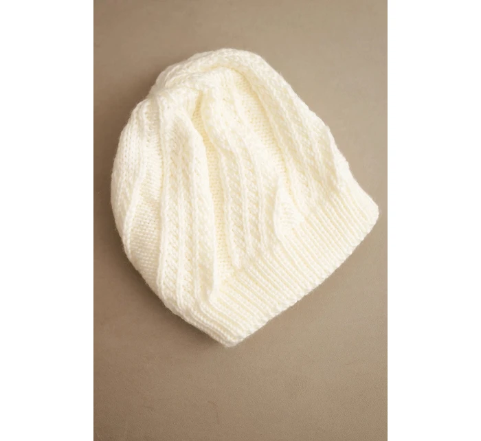 Dámská zimní čepice z vlny model 21750354 ecru - K-Fashion Dámská zimní čepice z vlny model 21750354 ecru - K-Fashion