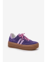 model 21684228 Dámské semišové sneakersy na platformě tmavě fialové - Zazoo