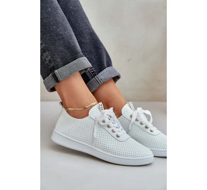 Dámské Ažurové Šněrovací Tenisky Světle Béžové model 21684935 - Boto Dámské Ažurové Šněrovací Tenisky Světle Béžové model 21684935 - Boto