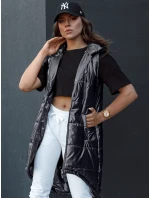 Dámská prošívaná vesta s kapucí dlouhá černá Dstreet model 21979272 - FashionStreet