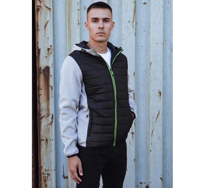 Pánská přechodná prošívaná bunda s kapucí šedá TX4862