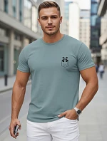 Pánské bavlněné tričko s malým potiskem v barvě petrol FashionStreet NX5131R