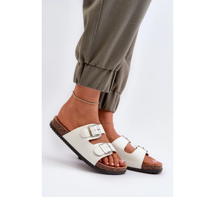 Dámské sandály s přezkami bílé Oliena Dámské sandály s přezkami bílé Oliena
