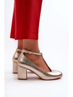 Lodičky Z Eko Kůže Na Podpatku Zlaté model 21661226 - Boto