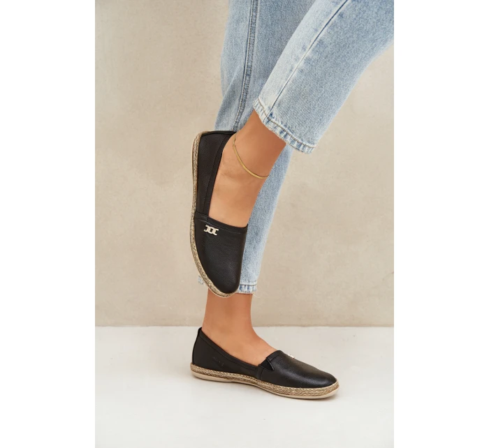Elegantní Kožené Espadrilky Dámské model 21684110 Černé - Zazoo
