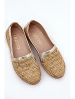 Elegantní Kožené Espadrilky S Pletením Béžovo-Zlaté Zazoo 10178