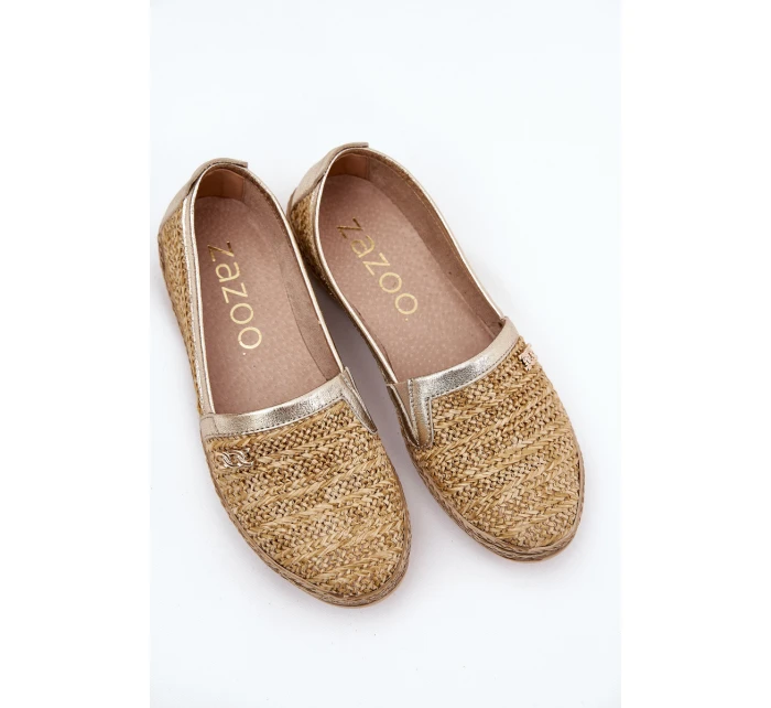 Elegantní Kožené Espadrilky S Pletením Béžovo-Zlaté Zazoo 10178