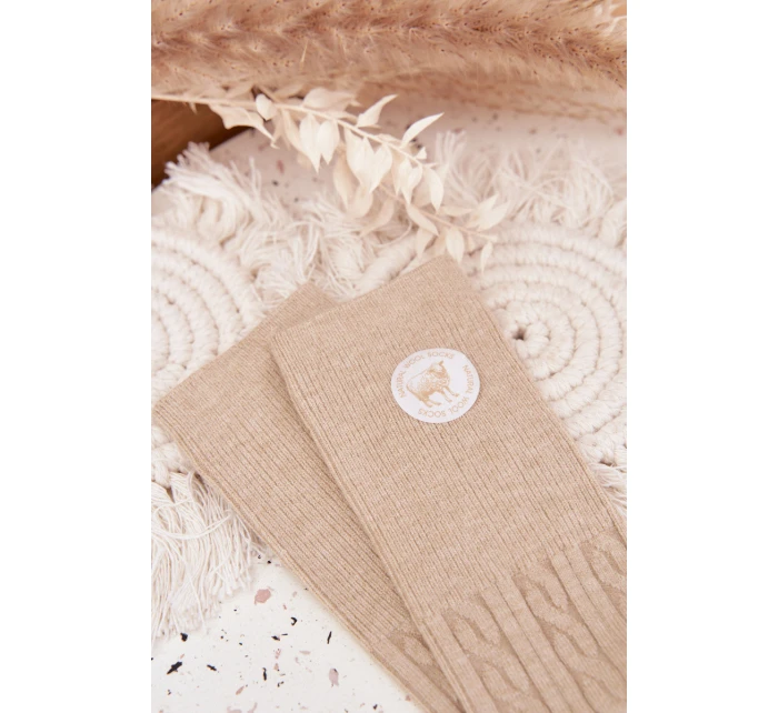 Dlouhé vlněné dámské ponožky béžové