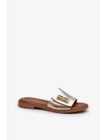 Zazoo Elegantní dámské kožené pantofle zlaté