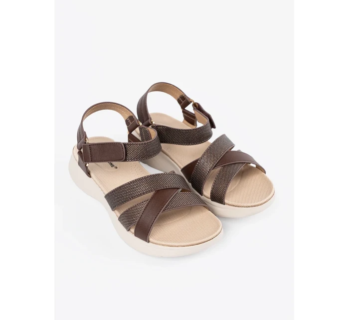 Výborné  sandály hnědé dámské platforma