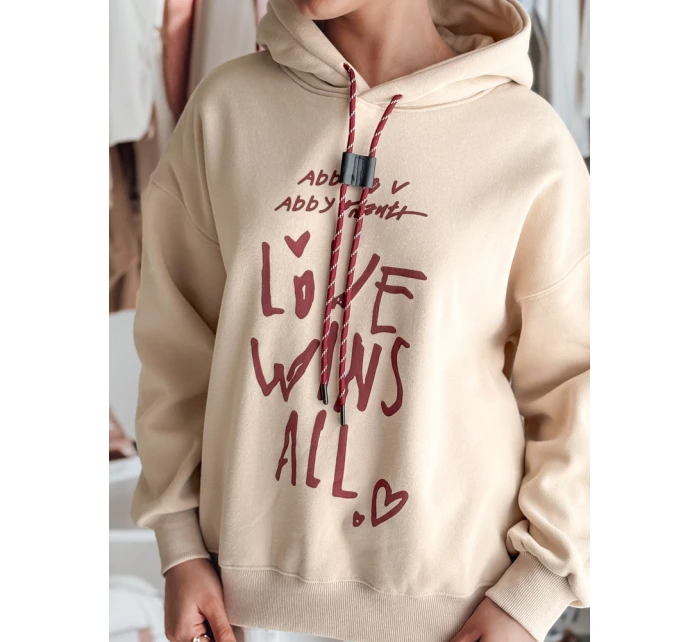 Dámská mikina oversize LOVEWILL béžová FashionStreet BY1471